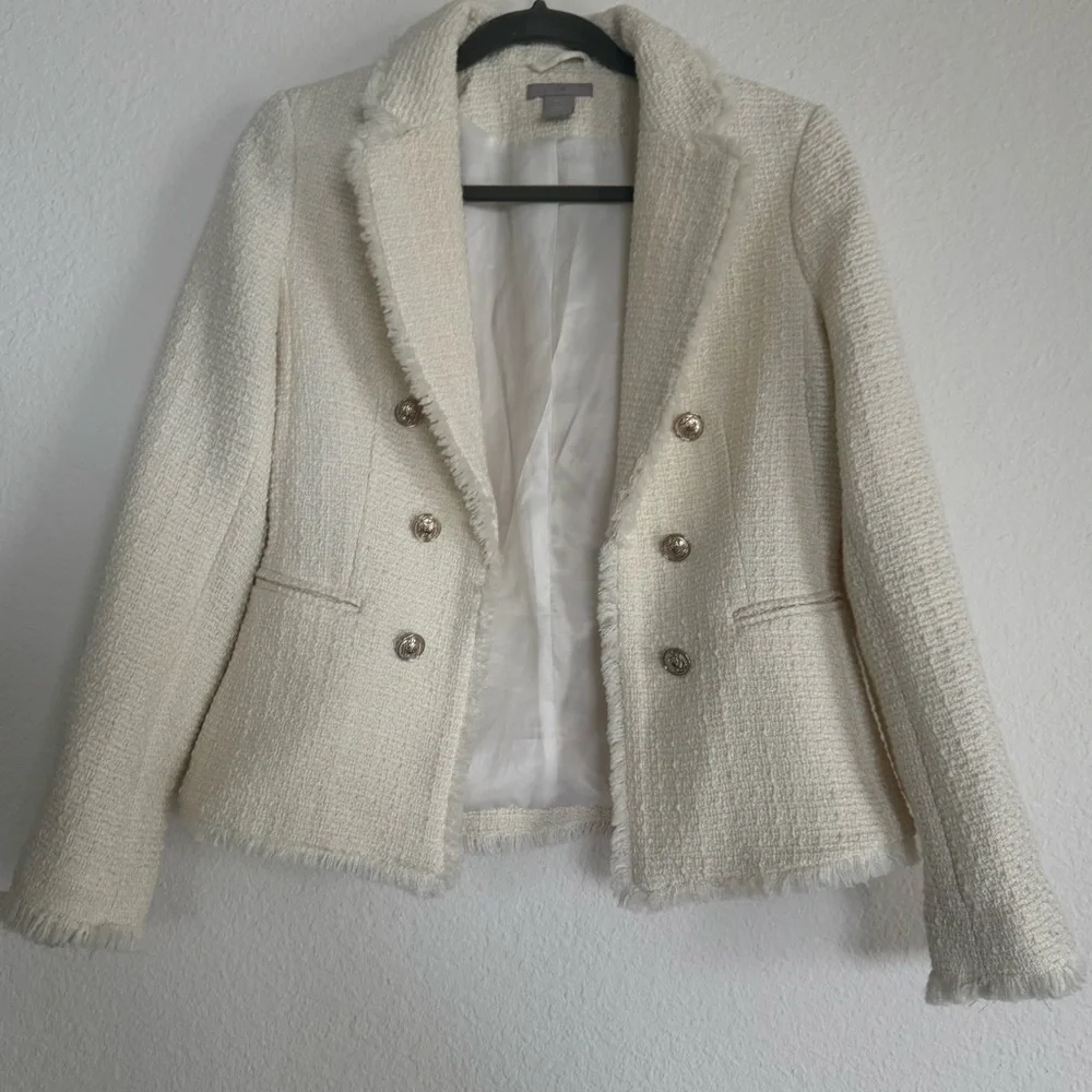 Cream Textured Jacket H&M New Without Tags Size XS - Picture 16 of 16